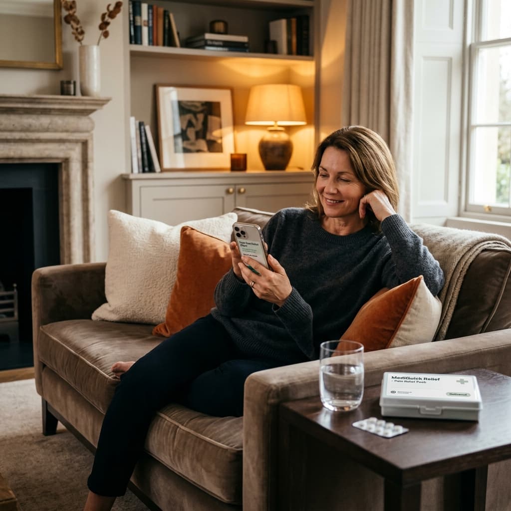 Person seeking fast UTI treatment online from home in Australia