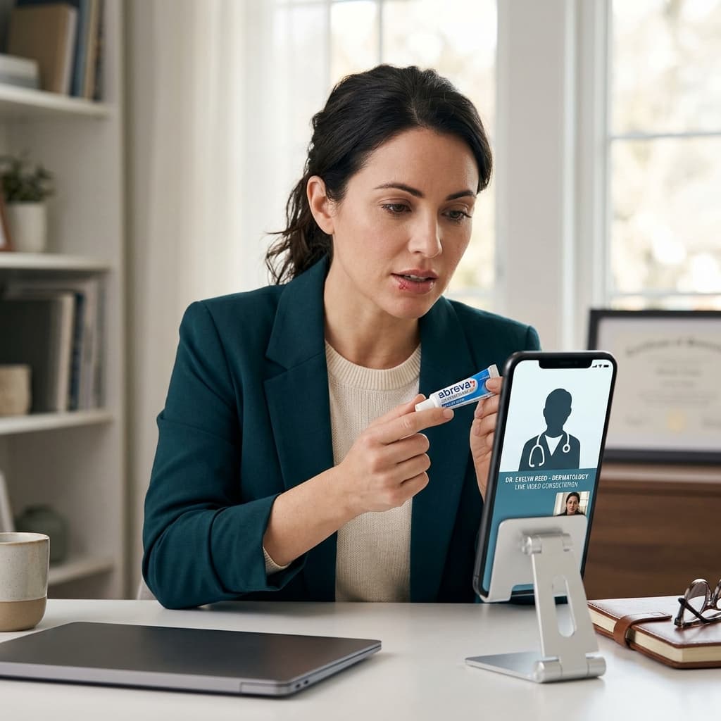 Managing a cold sore via a telehealth consultation online in Australia