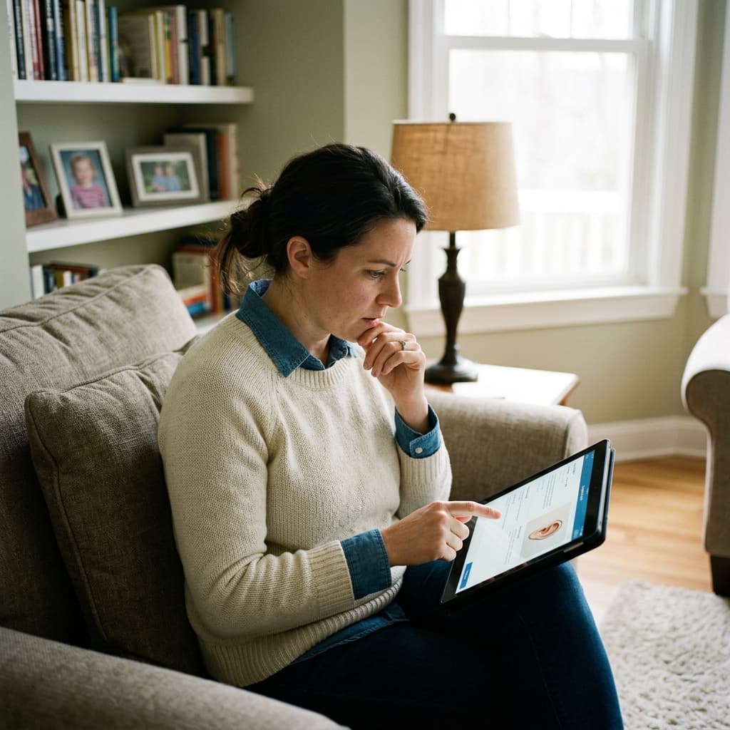 Parent seeking telehealth advice for childs ear infection at home in Australia